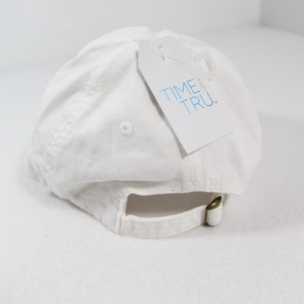 Time And Tru Cream Vacay Mode Cap Baseball Hat Women's One Size NWT Ivory White - Picture 6 of 6